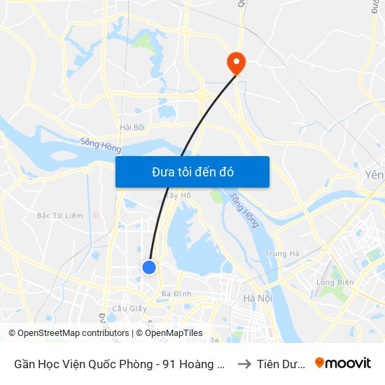 Gần Học Viện Quốc Phòng - 91 Hoàng Quốc Việt to Tiên Dương map