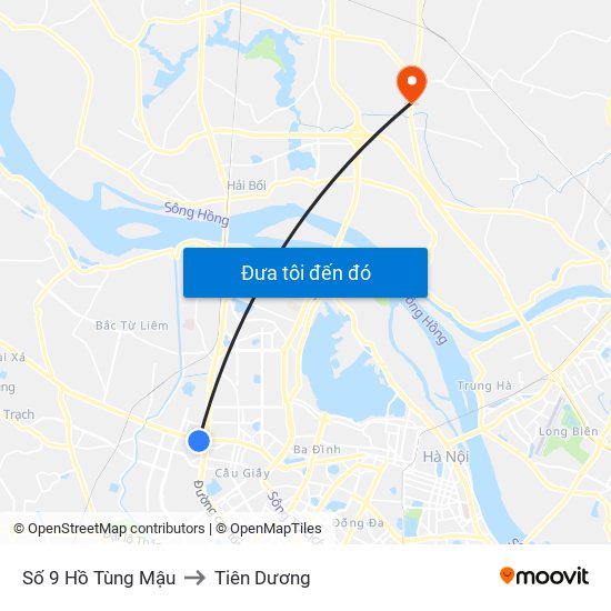 Số 9 Hồ Tùng Mậu to Tiên Dương map