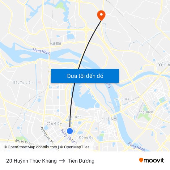 20 Huỳnh Thúc Kháng to Tiên Dương map