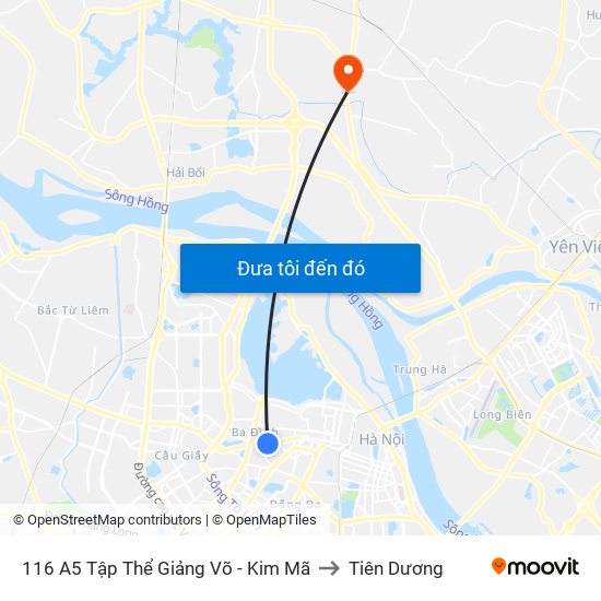 116 A5 Tập Thể Giảng Võ - Kim Mã to Tiên Dương map