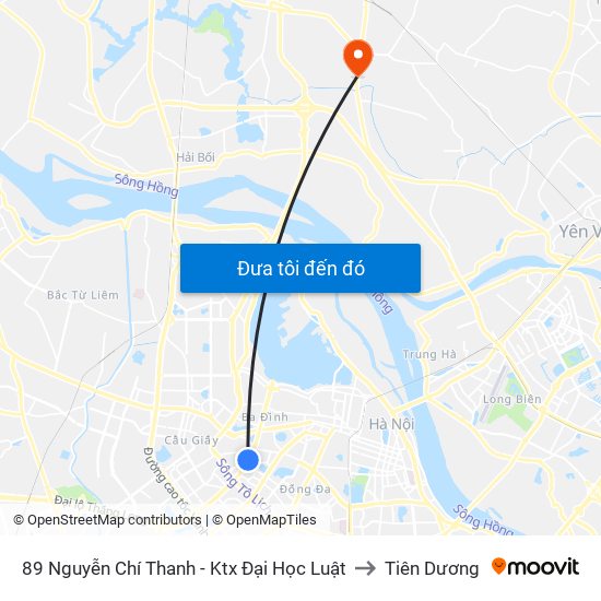 89 Nguyễn Chí Thanh - Ktx Đại Học Luật to Tiên Dương map