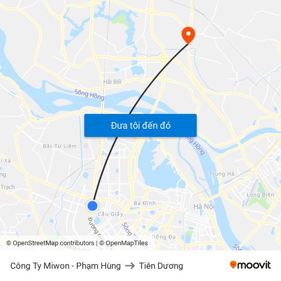 Công Ty Miwon - Phạm Hùng to Tiên Dương map