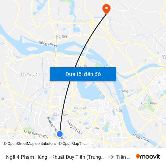 Ngã 4 Phạm Hùng - Khuất Duy Tiến (Trung Tâm Hội Nghị Quốc Gia) to Tiên Dương map