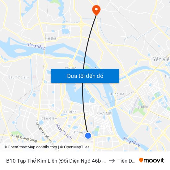 B10 Tập Thể Kim Liên (Đối Diện Ngõ 46b Phạm Ngọc Thạch) to Tiên Dương map