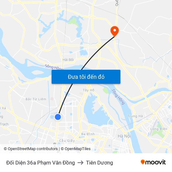 Đối Diện 36a Phạm Văn Đồng to Tiên Dương map