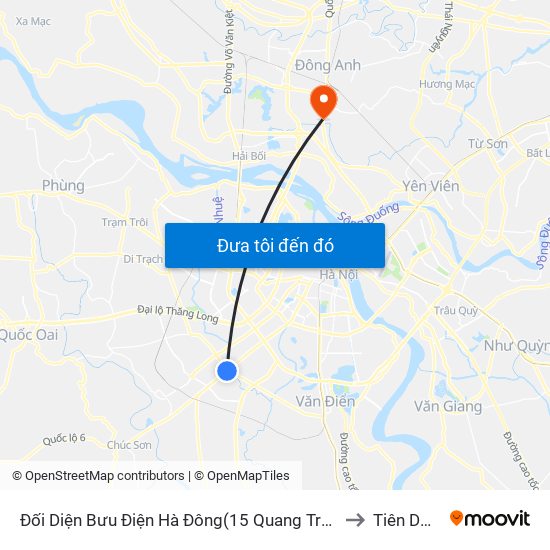 Đối Diện Bưu Điện Hà Đông(15 Quang Trung Hà Đông) to Tiên Dương map