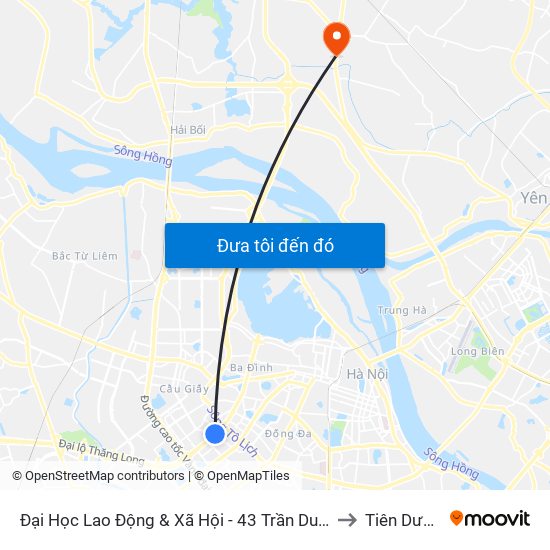 Đại Học Lao Động & Xã Hội - 43 Trần Duy Hưng to Tiên Dương map