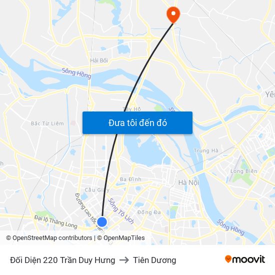 Đối Diện 220 Trần Duy Hưng to Tiên Dương map