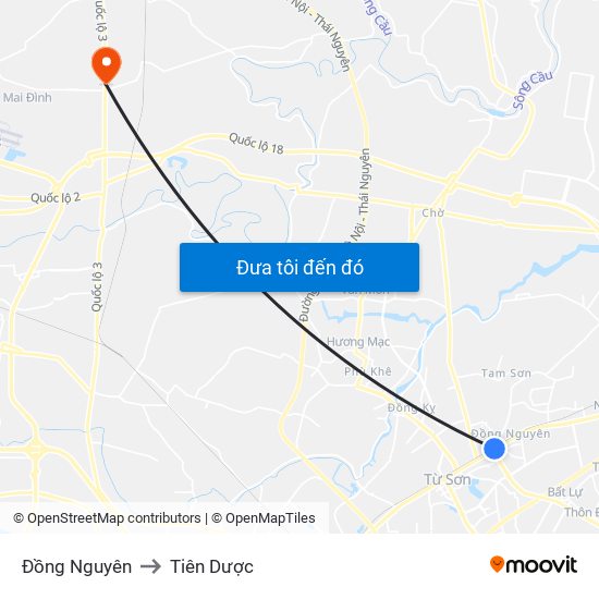 Đồng Nguyên to Tiên Dược map