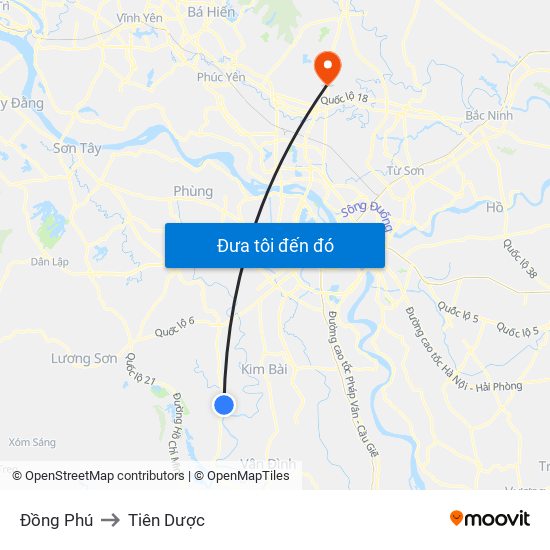 Đồng Phú to Tiên Dược map