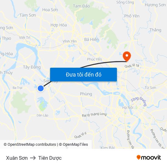 Xuân Sơn to Tiên Dược map
