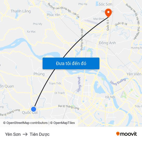 Yên Sơn to Tiên Dược map