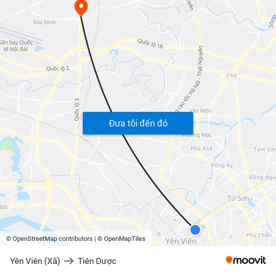 Yên Viên (Xã) to Tiên Dược map