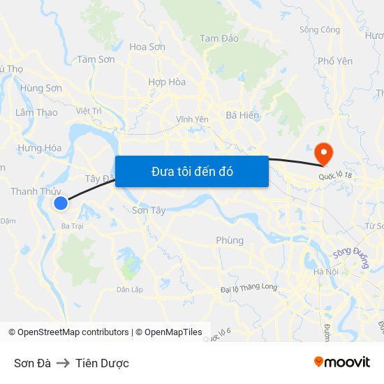 Sơn Đà to Tiên Dược map