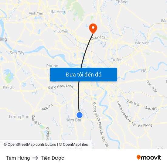 Tam Hưng to Tiên Dược map