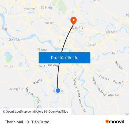 Thanh Mai to Tiên Dược map