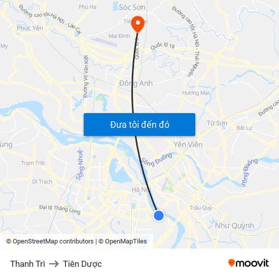 Thanh Trì to Tiên Dược map