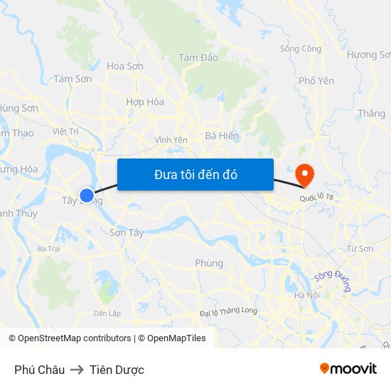 Phú Châu to Tiên Dược map