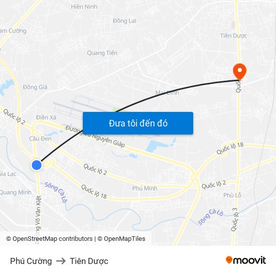 Phú Cường to Tiên Dược map