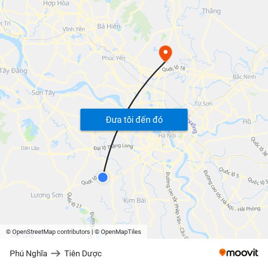 Phú Nghĩa to Tiên Dược map