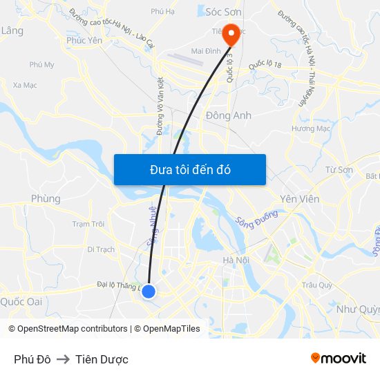 Phú Đô to Tiên Dược map