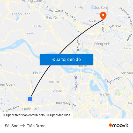 Sài Sơn to Tiên Dược map