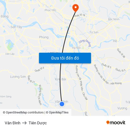 Vân Đình to Tiên Dược map