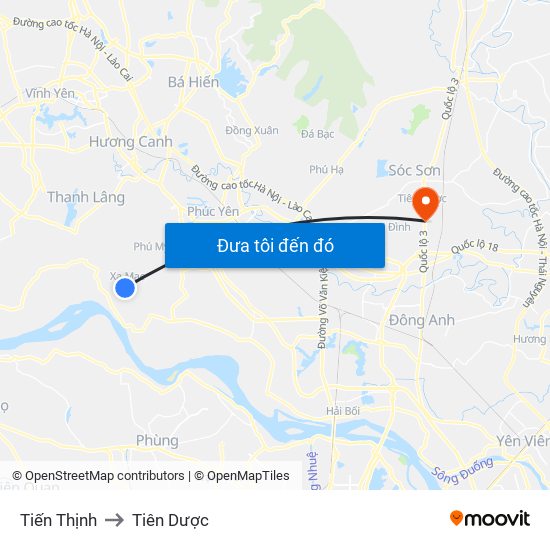 Tiến Thịnh to Tiên Dược map