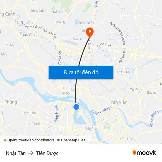 Nhật Tân to Tiên Dược map