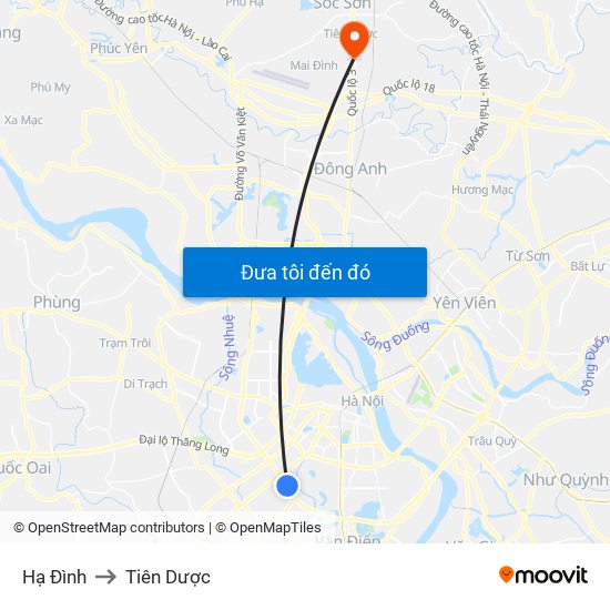Hạ Đình to Tiên Dược map