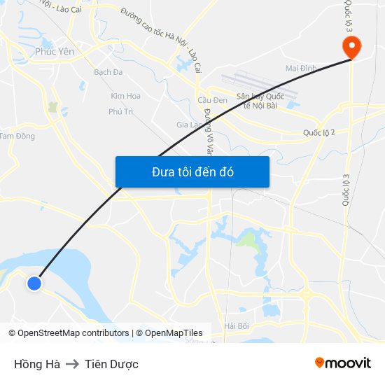 Hồng Hà to Tiên Dược map