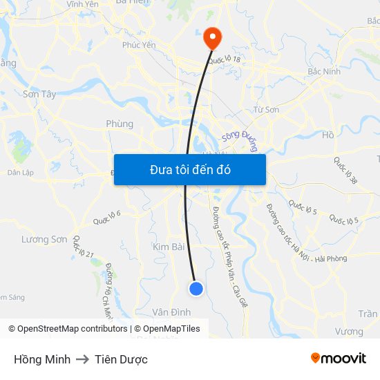 Hồng Minh to Tiên Dược map