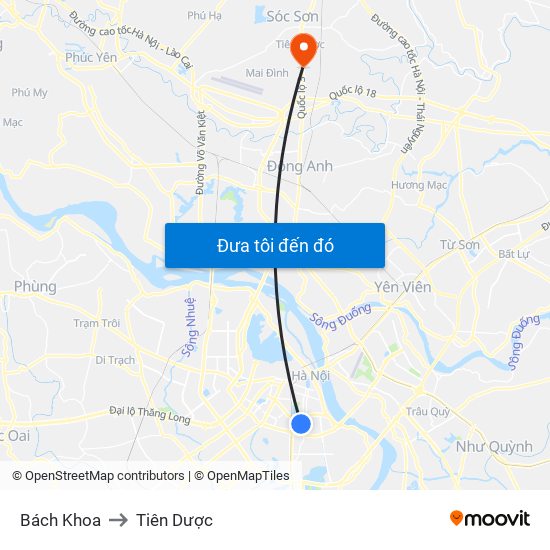 Bách Khoa to Tiên Dược map