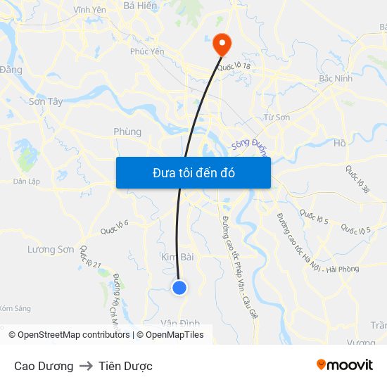 Cao Dương to Tiên Dược map