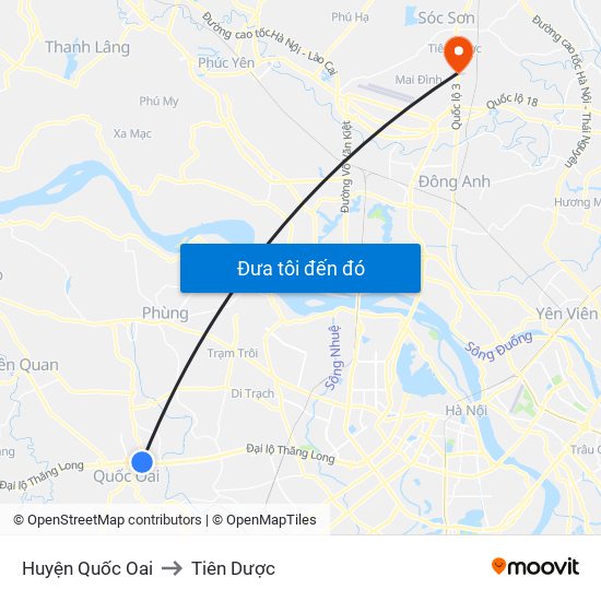 Huyện Quốc Oai to Tiên Dược map