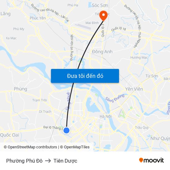 Phường Phú Đô to Tiên Dược map
