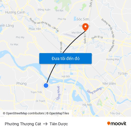 Phường Thượng Cát to Tiên Dược map