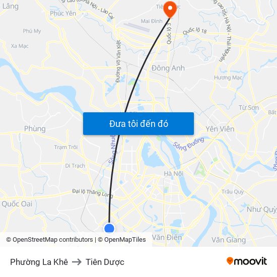 Phường La Khê to Tiên Dược map