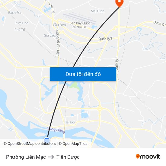 Phường Liên Mạc to Tiên Dược map