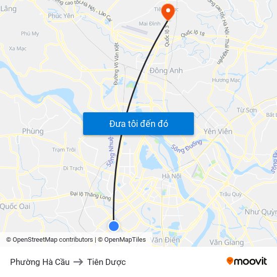 Phường Hà Cầu to Tiên Dược map