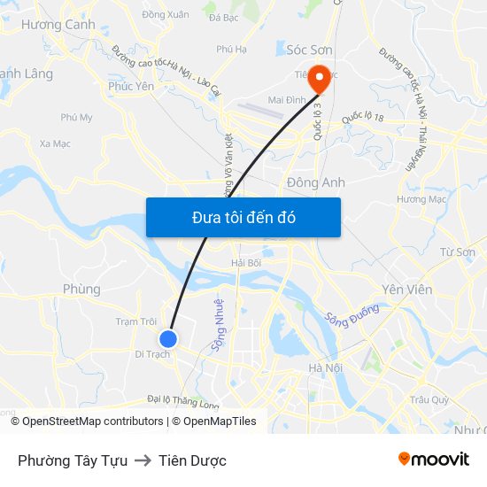 Phường Tây Tựu to Tiên Dược map