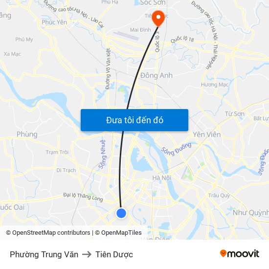Phường Trung Văn to Tiên Dược map
