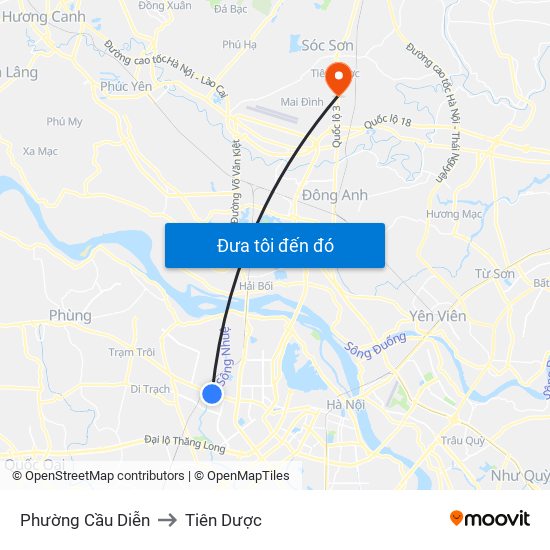 Phường Cầu Diễn to Tiên Dược map