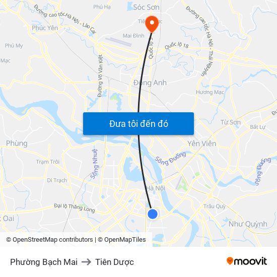 Phường Bạch Mai to Tiên Dược map