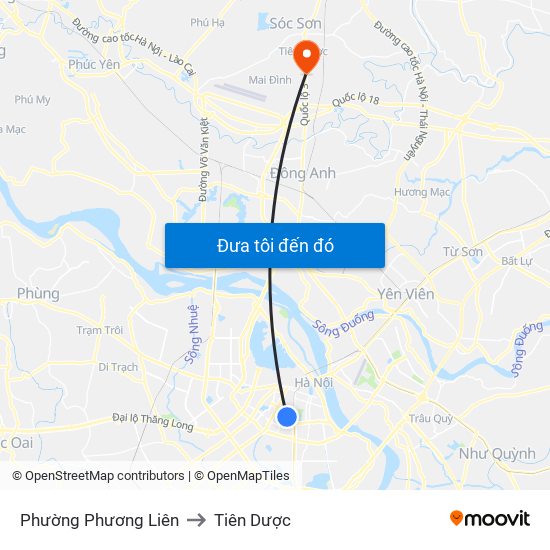 Phường Phương Liên to Tiên Dược map