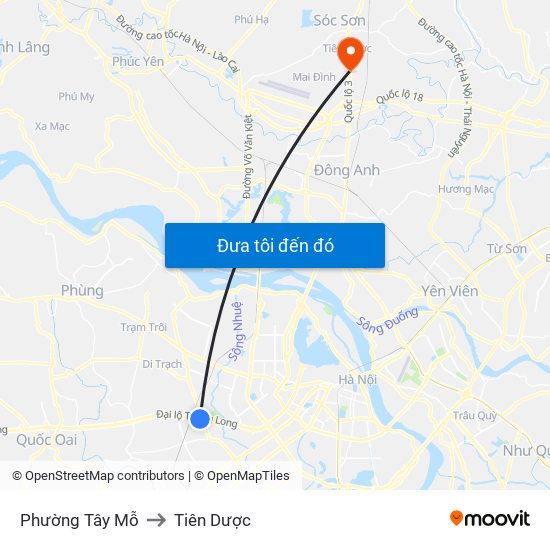 Phường Tây Mỗ to Tiên Dược map