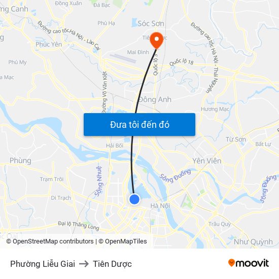 Phường Liễu Giai to Tiên Dược map