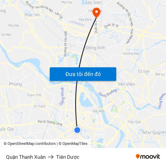 Quận Thanh Xuân to Tiên Dược map