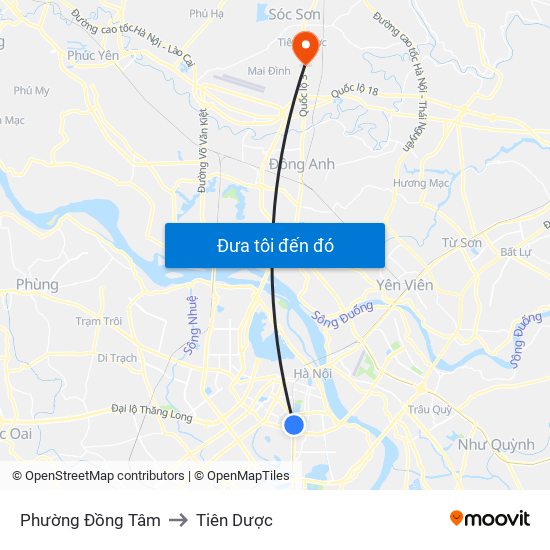 Phường Đồng Tâm to Tiên Dược map