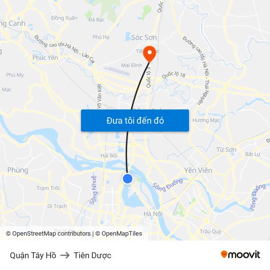 Quận Tây Hồ to Tiên Dược map